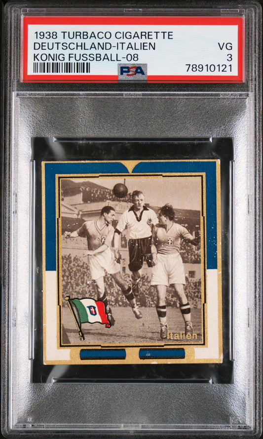 Szepan Turbaco Cigarette Konig Fussball 08 Italy vs German 1938 PSA 3